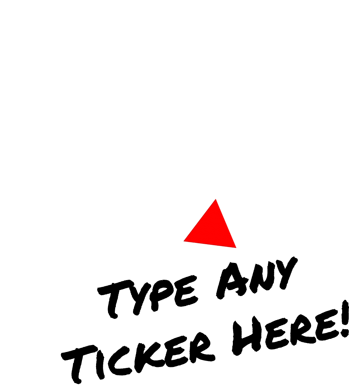 arrow pointing toward iframe annotated: 'Type Any Ticker Here!'